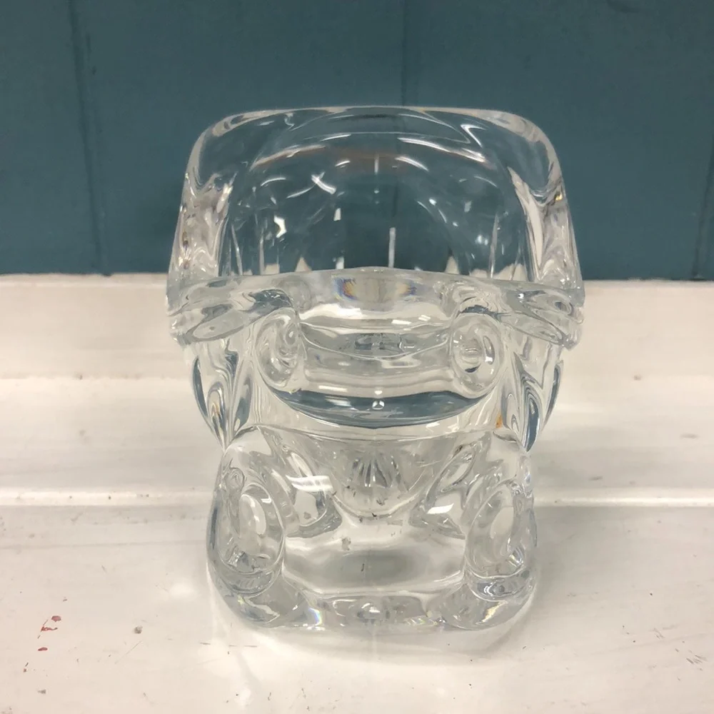 Vtg DePlomb 24% Lead Crystal Santa Sleigh Votive Candleholder USA made Christmas